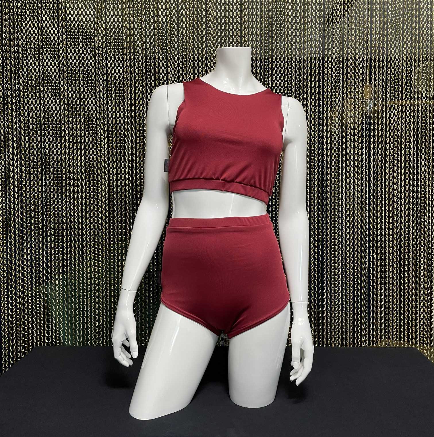Meniko Poledancekleidung Pole-Höschen Manes highwaist rot S vorne puppe